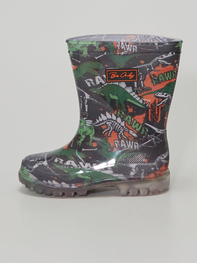 Botas de agua luminosas 'dinosaurios' azul - Kiabi