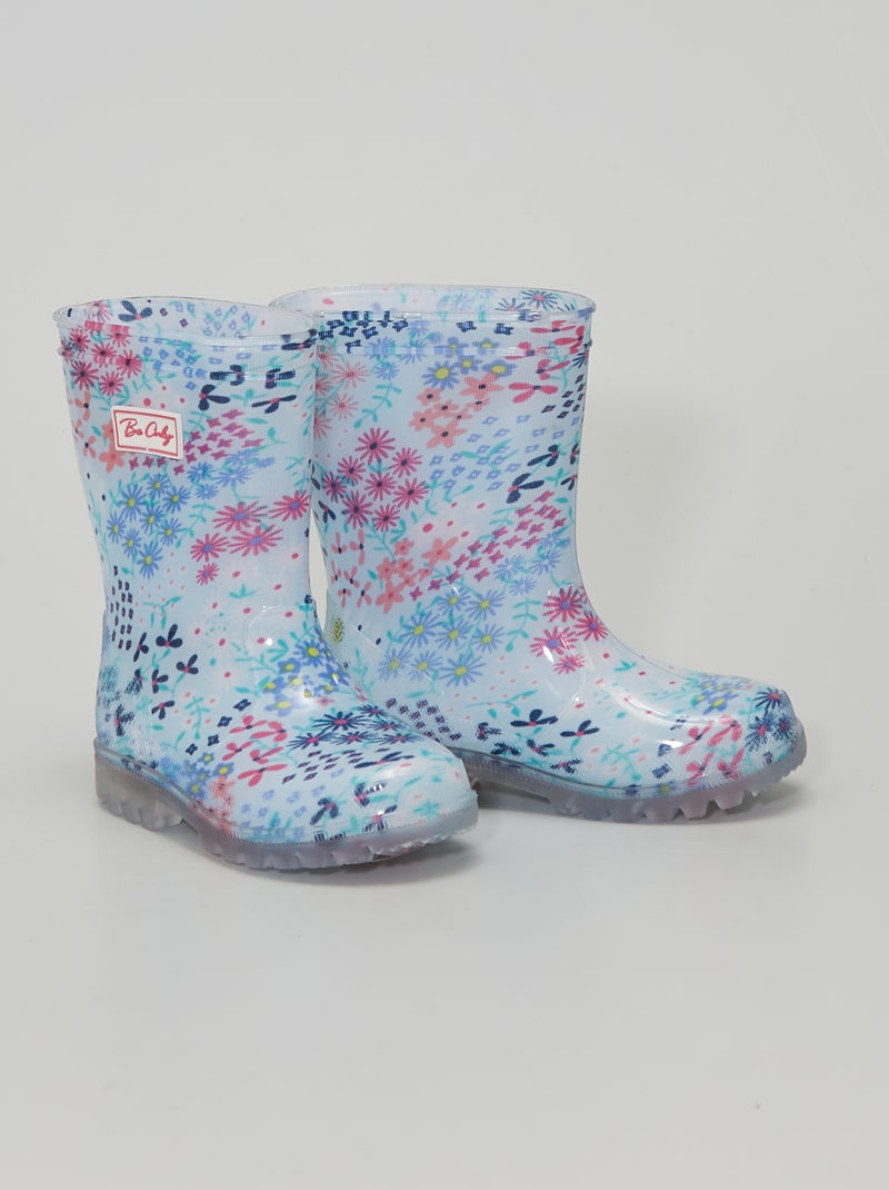 Botas de agua luminosas 'flores' azul - Kiabi