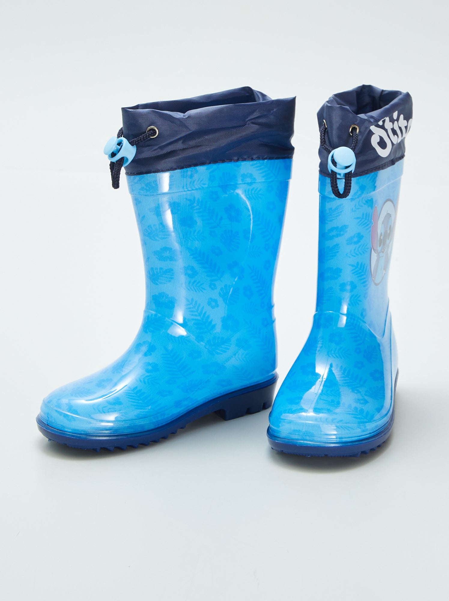 Botas De Agua Infantiles Stitch Azul - Talla 30, PVC, Para Días De Lluvia