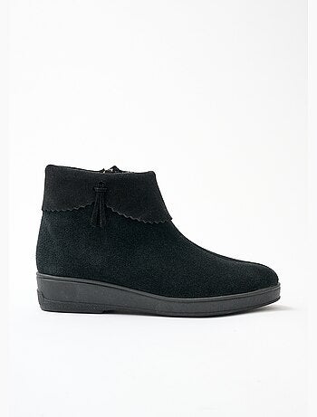 Botas de ante anchas y cómodas con cremallera y forro de piel - Afibel