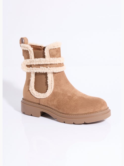 Botas de ante con detalles efecto lana - AFIBEL - Kiabi