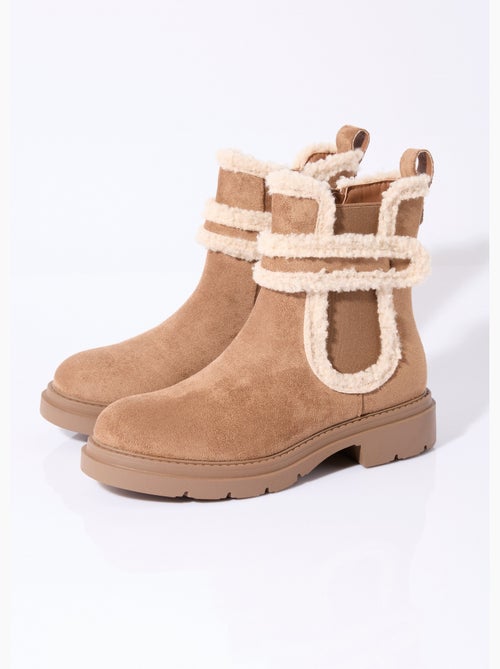 Botas de ante con detalles efecto lana - AFIBEL - Kiabi