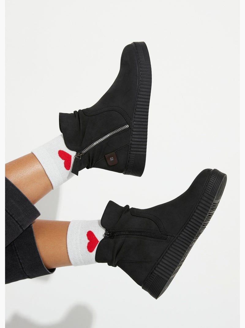 Botas de ante con suela de cuña - afibel Negro - Kiabi