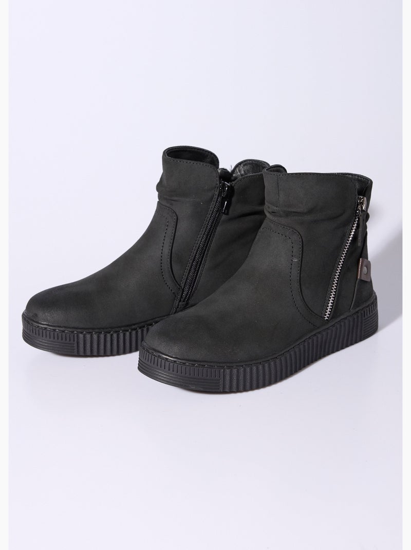 Botas de ante con suela de cuña - afibel Negro - Kiabi