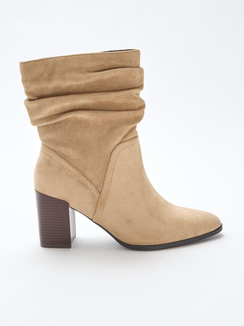 Botas de antelina con efecto plisado Beige - Kiabi