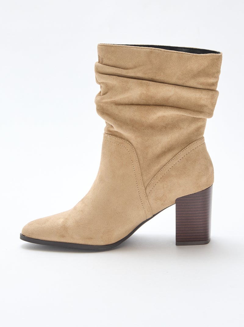 Botas de antelina con efecto plisado Beige - Kiabi