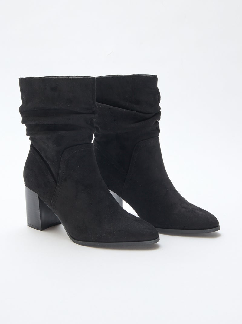 Botas de antelina con efecto plisado Negro - Kiabi