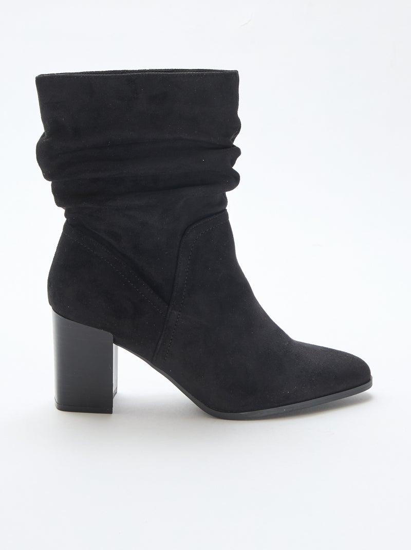 Botas de antelina con efecto plisado Negro - Kiabi