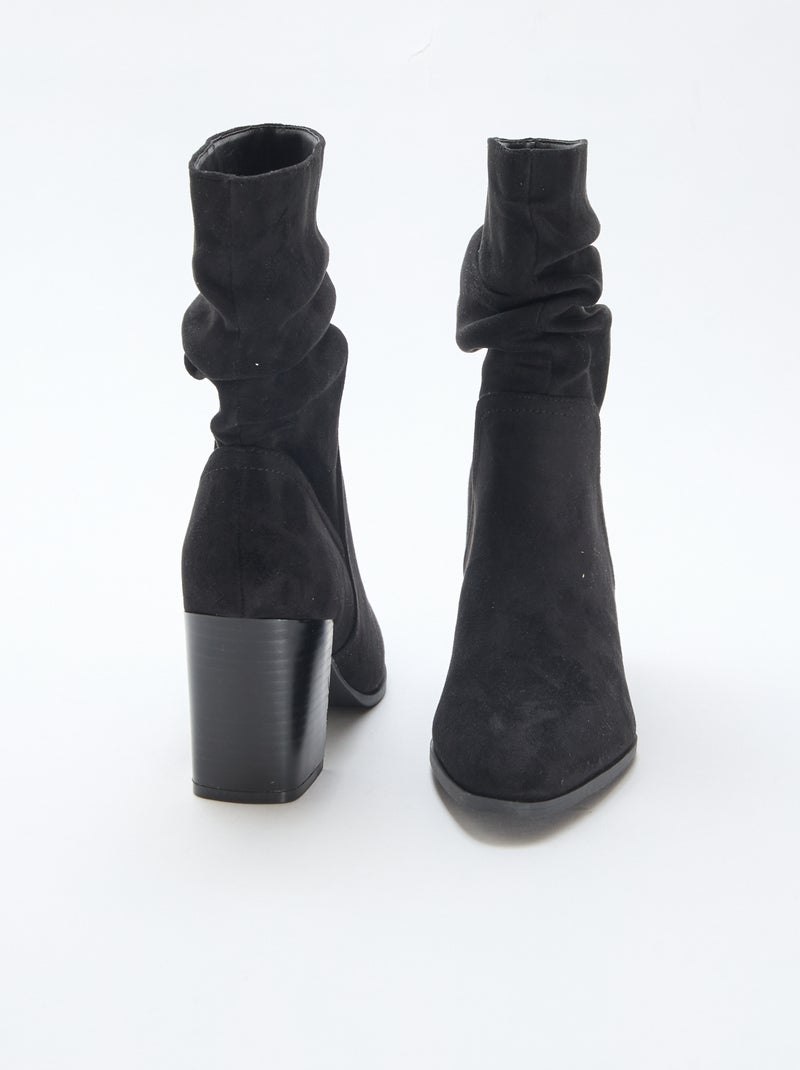 Botas de antelina con efecto plisado Negro - Kiabi