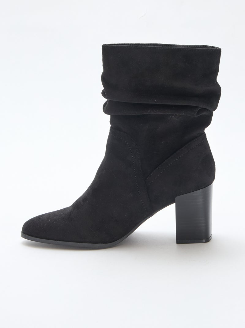 Botas de antelina con efecto plisado Negro - Kiabi