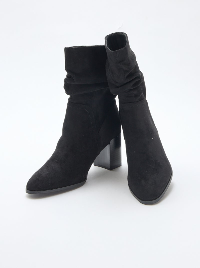 Botas de antelina con efecto plisado Negro - Kiabi