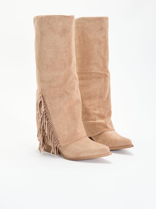 Botas de antelina con flecos - Kiabi Botas de antelina con flecos - Kiabi