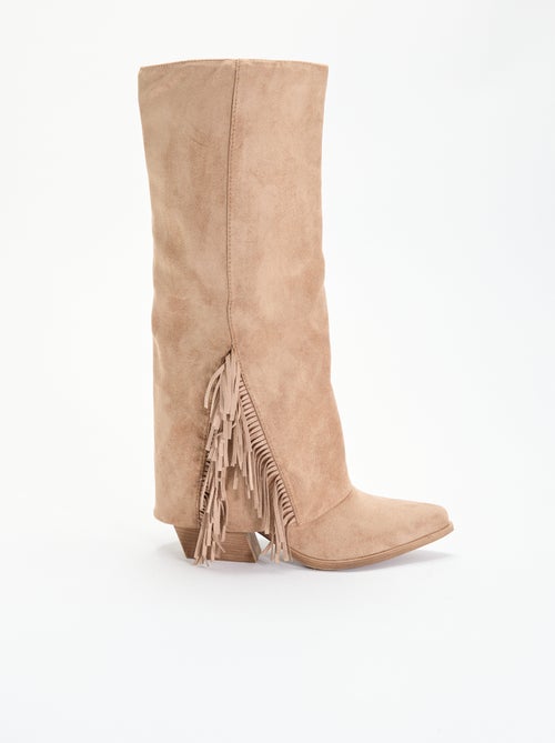 Botas de antelina con flecos - Kiabi Botas de antelina con flecos - Kiabi