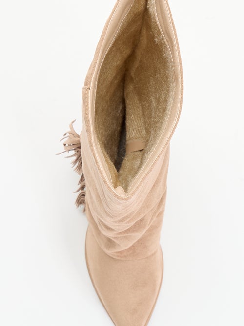 Botas de antelina con flecos - Kiabi Botas de antelina con flecos - Kiabi