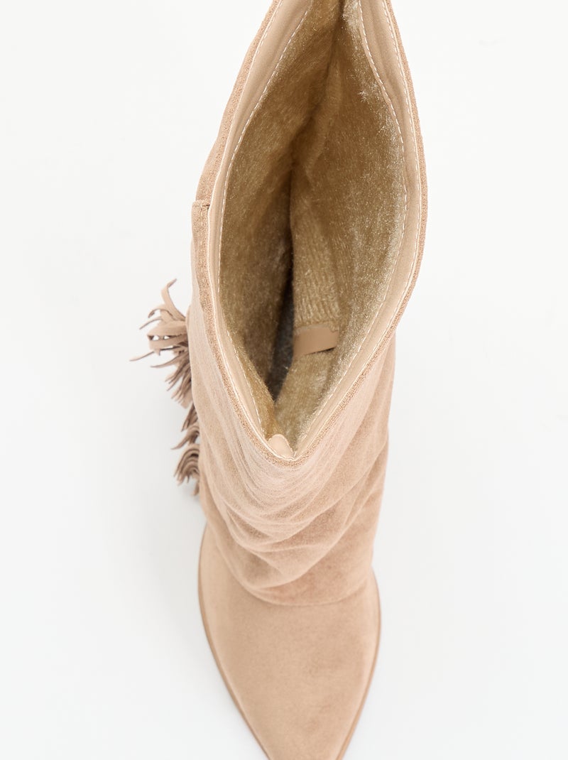 Botas de antelina con flecos Beige - Kiabi