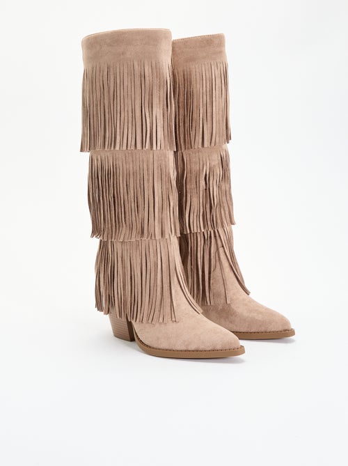 Botas de antelina con flecos - Kiabi Botas de antelina con flecos - Kiabi