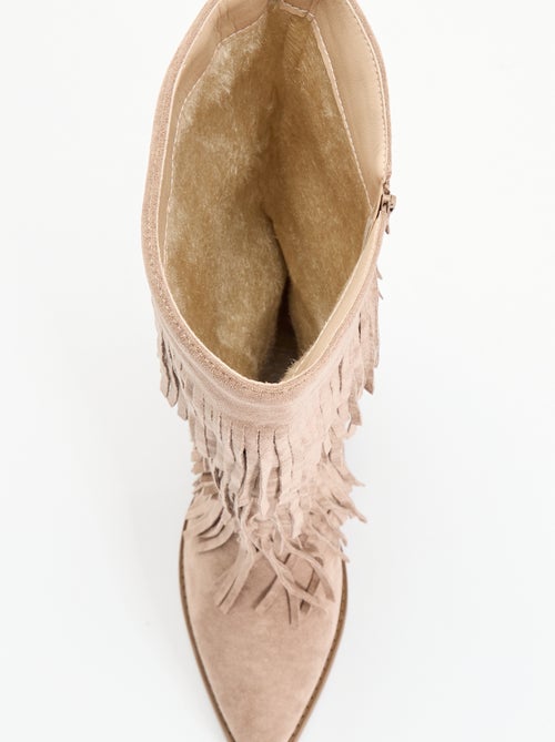 Botas de antelina con flecos - Kiabi Botas de antelina con flecos - Kiabi
