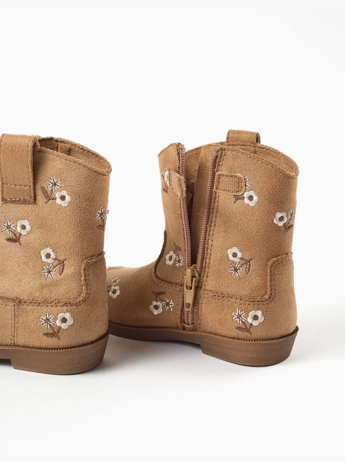 Botas de antelina con flores bordadas - Kiabi Botas de antelina con flores bordadas - Kiabi