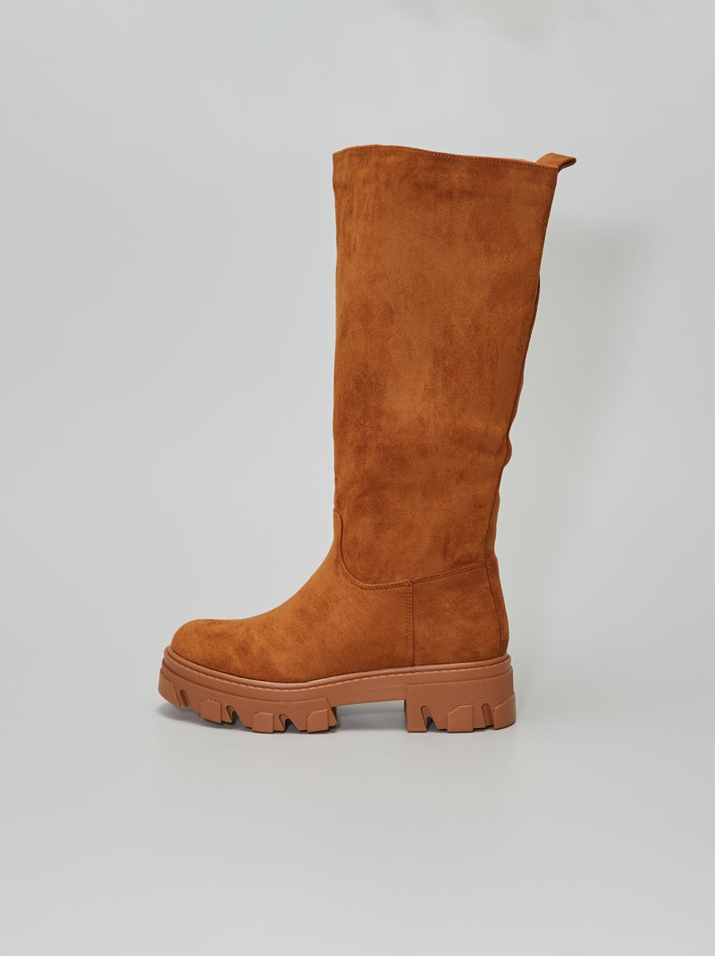 Botas de antelina con suela gruesa camello - Kiabi