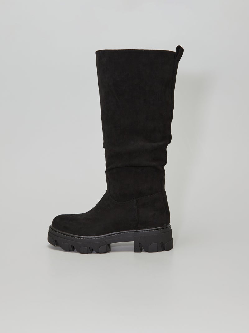 Botas de antelina con suela gruesa NEGRO - Kiabi