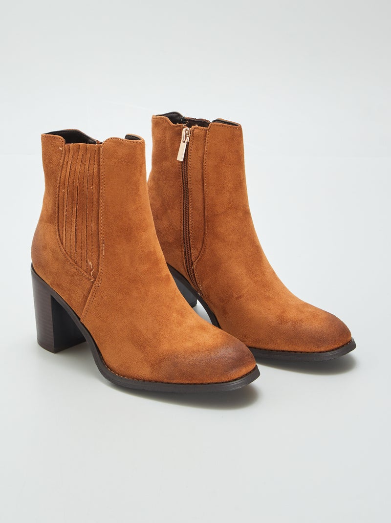 Botas de antelina con tacón MARRON - Kiabi