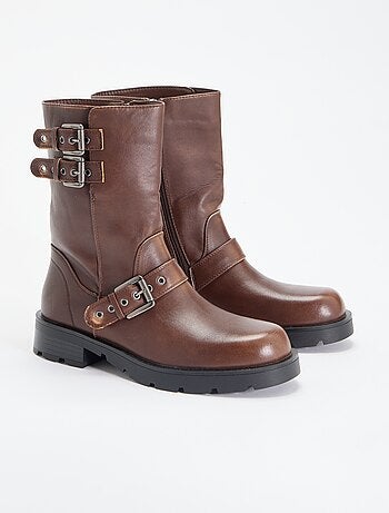 Botas de caña alta de polipiel con tira decorativa