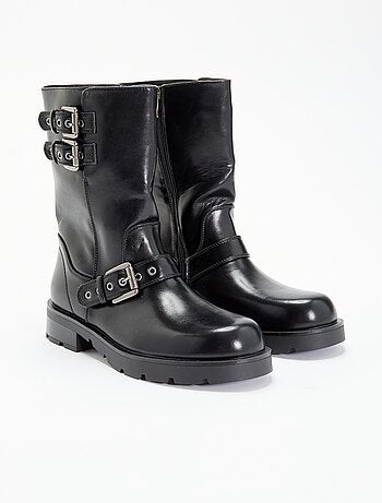 Botas de caña alta de polipiel con tira decorativa