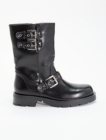 Botas de caña alta de polipiel con tira decorativa