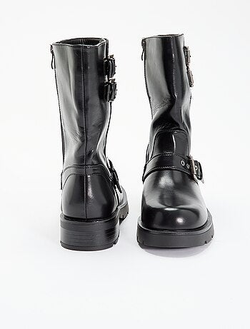 Botas de caña alta de polipiel con tira decorativa