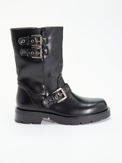 Botas de caña alta de polipiel con tira decorativa - Kiabi