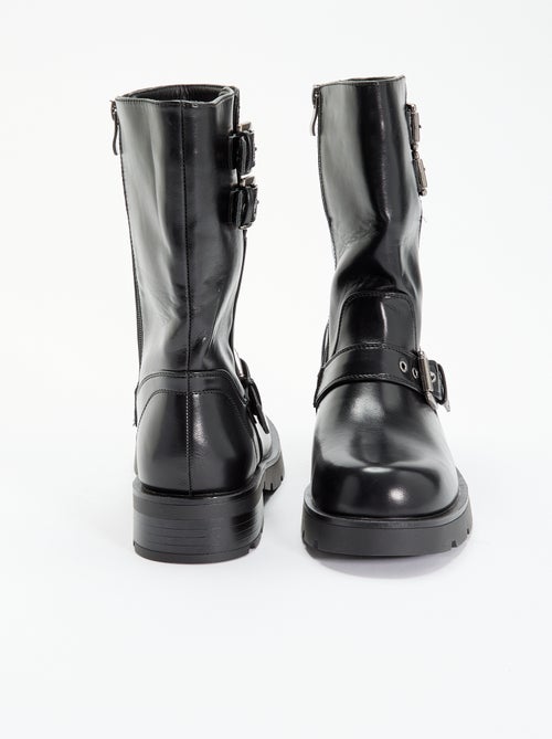 Botas de caña alta de polipiel con tira decorativa - Kiabi
