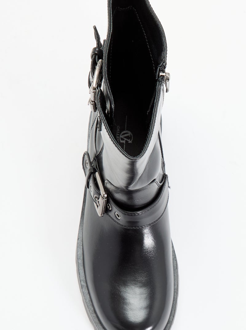 Botas de caña alta de polipiel con tira decorativa Negro - Kiabi