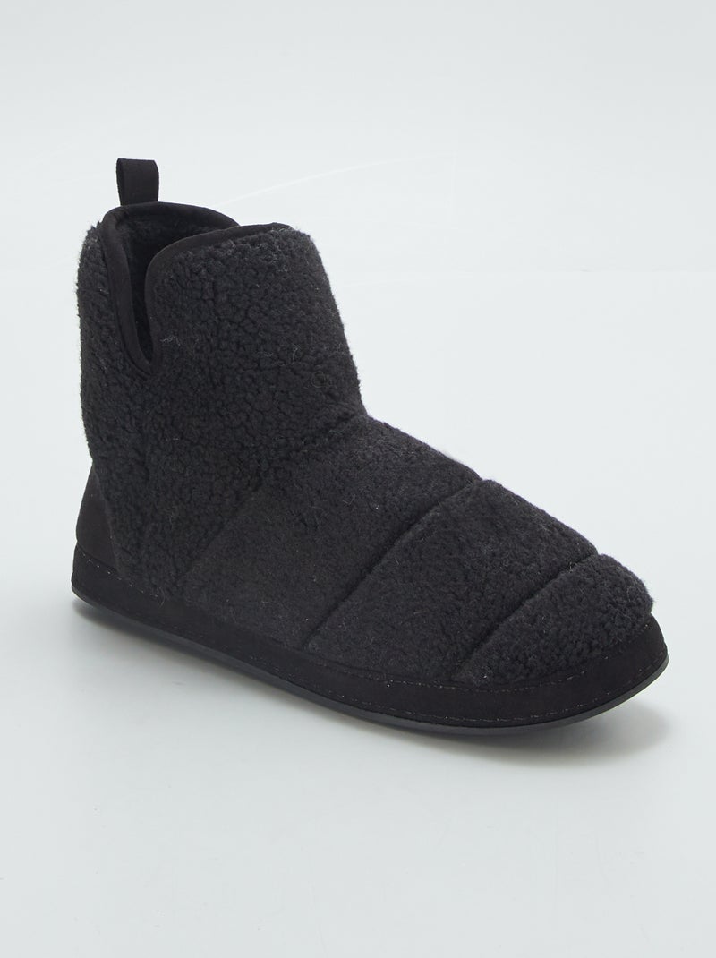 Botas de casa de borreguito NEGRO - Kiabi