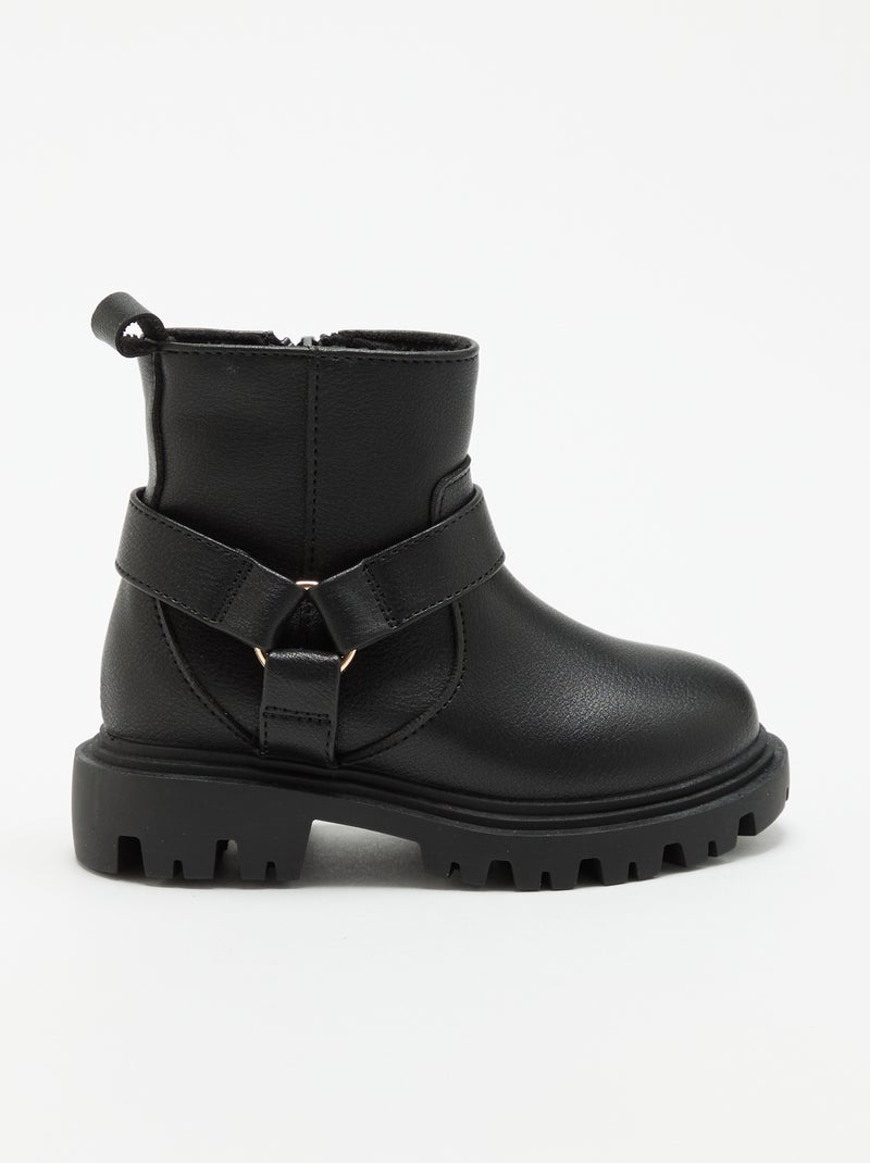 Botas de imitación con tira motera Negro - Kiabi