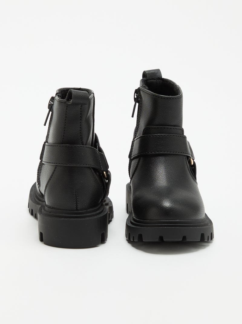 Botas de imitación con tira motera Negro - Kiabi