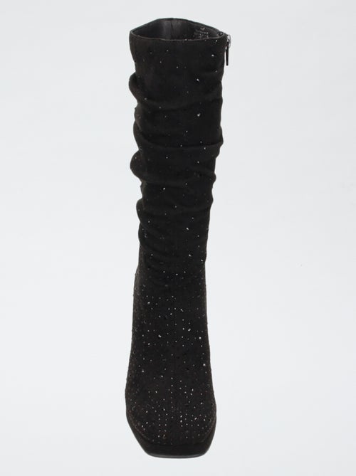 Botas de media caña en antelina con efecto plisado - Kiabi