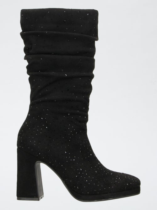 Botas de media caña en antelina con efecto plisado - Kiabi