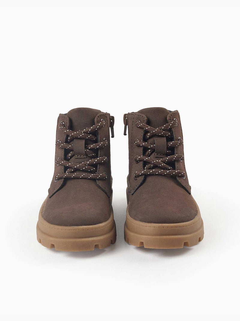 Botas de montaña de antelina con cordones Marrón - Kiabi