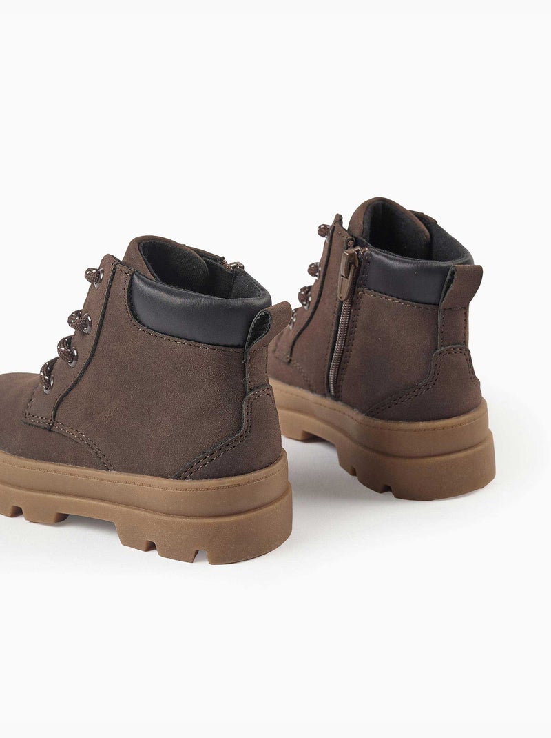 Botas de montaña de antelina con cordones Marrón - Kiabi