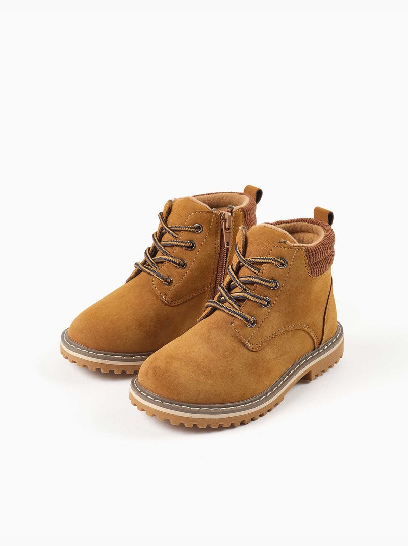 Botas de montaña de antelina con cordones Marrón - Kiabi
