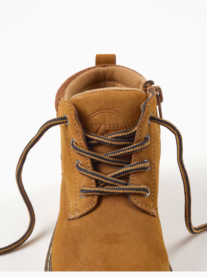 Botas de montaña de antelina con cordones Marrón - Kiabi