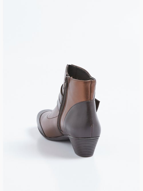Botas de piel con cremallera y tacón bajo - Afibel - Kiabi
