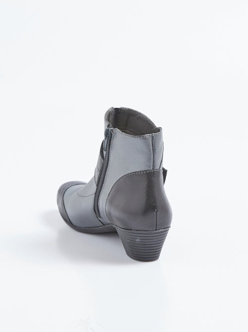 Botas de piel con cremallera y tacón bajo - Afibel - Kiabi