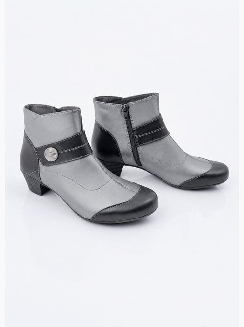 Botas de piel con cremallera y tacón bajo - afibel - Kiabi Botas de piel con cremallera y tacón bajo - afibel - Kiabi