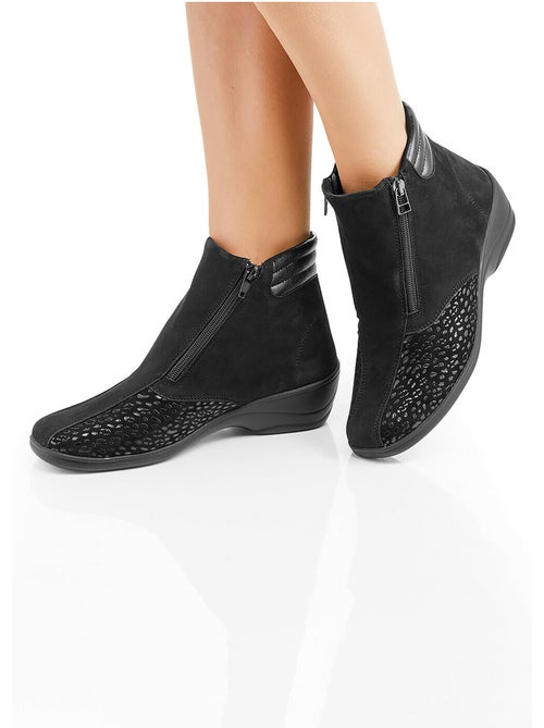 Botas de piel nobuck con laterales elásticos - Afibel - Kiabi Botas de piel nobuck con laterales elásticos - Afibel - Kiabi