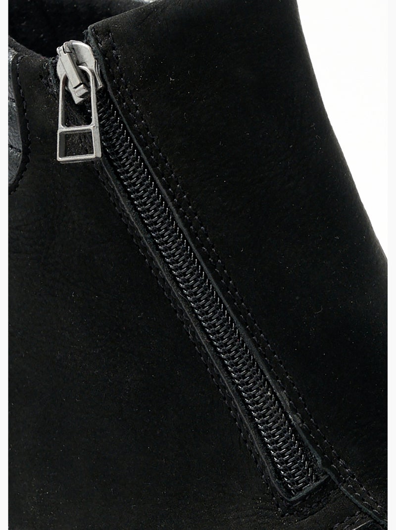 Botas de piel nobuck con laterales elásticos - Afibel Negro - Kiabi