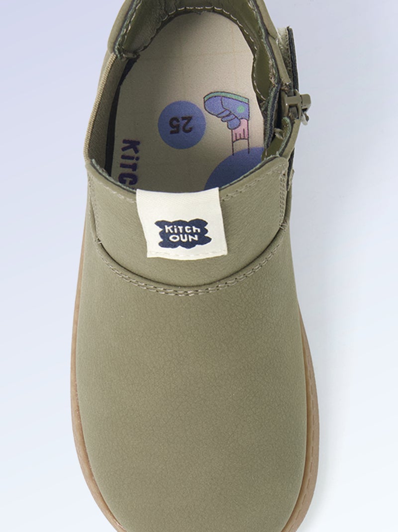 Botas de polipiel - Motricidad 4: para caminar - Kitchoun Kaki - Kiabi