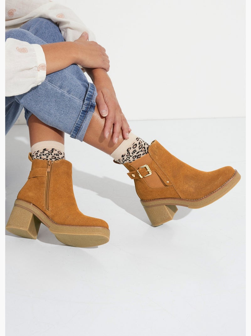 Botas de tacón alto con suela de crepé - afibel Camel - Kiabi