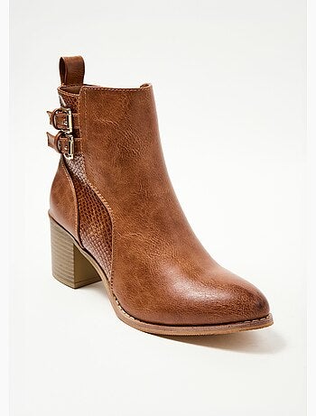 Botas de tacón con canesú efecto reptil - AFIBEL