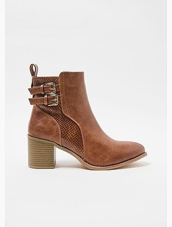 Botas de tacón con canesú efecto reptil - AFIBEL